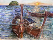 Longtail Boats at Sunrise, Koh Lipe — 16" × 20", 2026 — SOLD